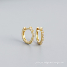 2021 NEW 925 Sterling Silver Fashion INS CZ diamond Round Shape CZ rhinestone gold plated small hoop earrings for women